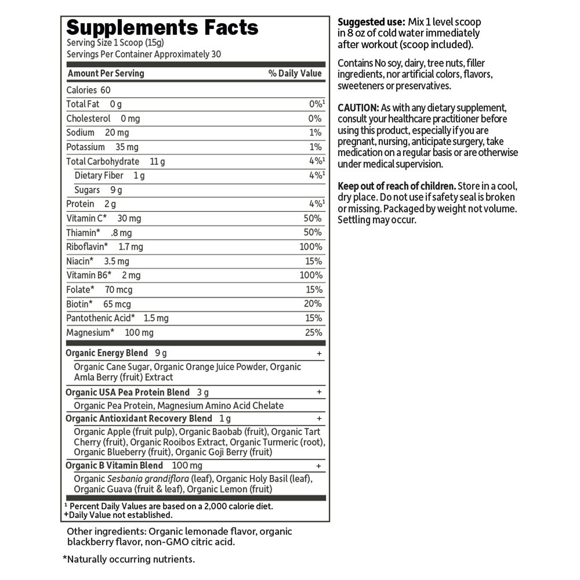 SPORT Organic Post-Workout Recovery Blackberry Lemonade - Image 2