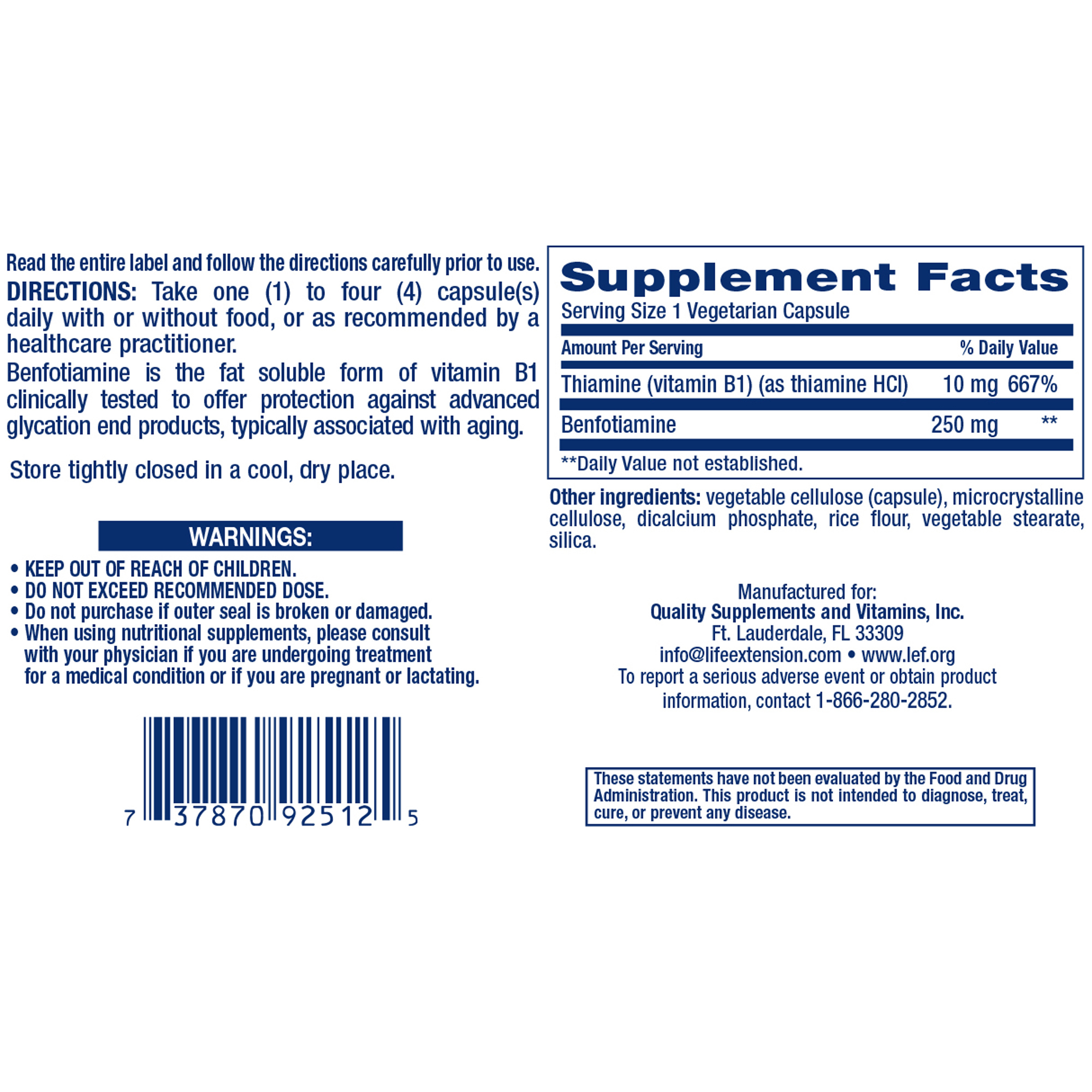 Mega Benfotiamine 250mg - Image 2