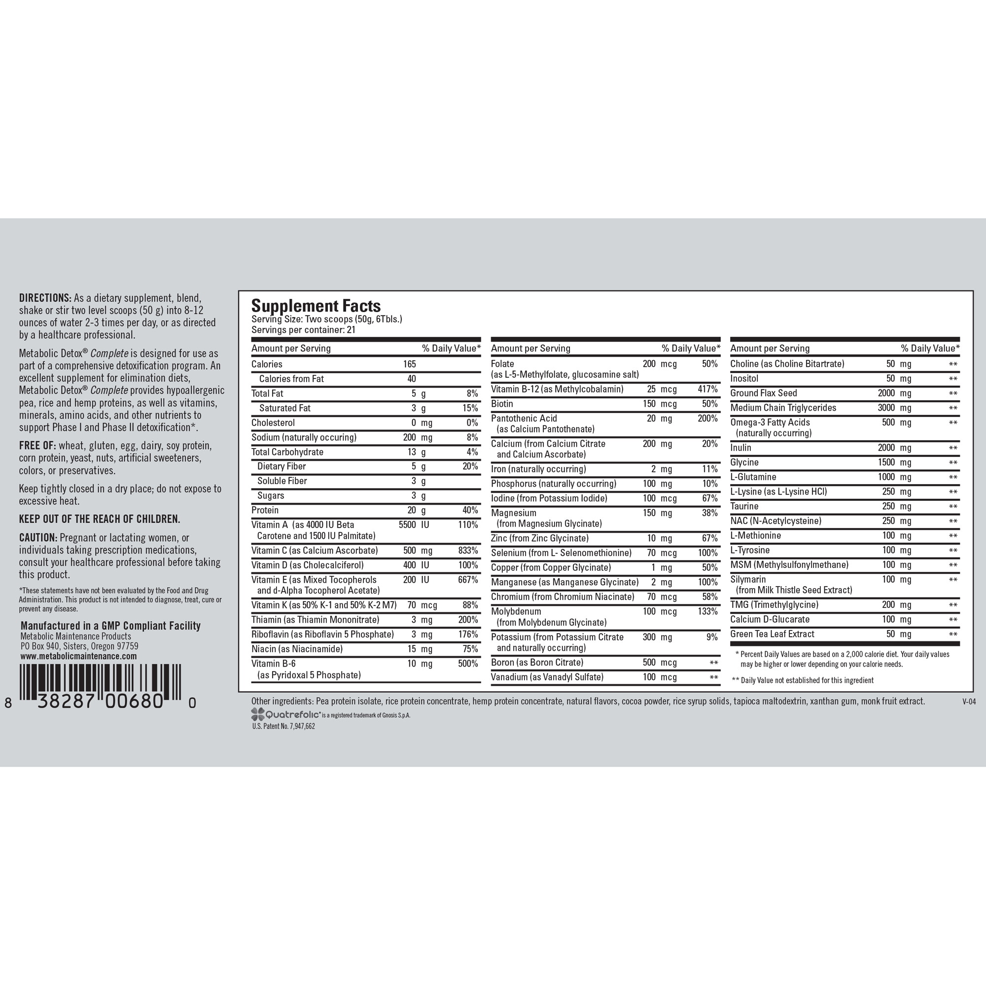 Metabolic Detox Complete Natural Chocolate - Image 2