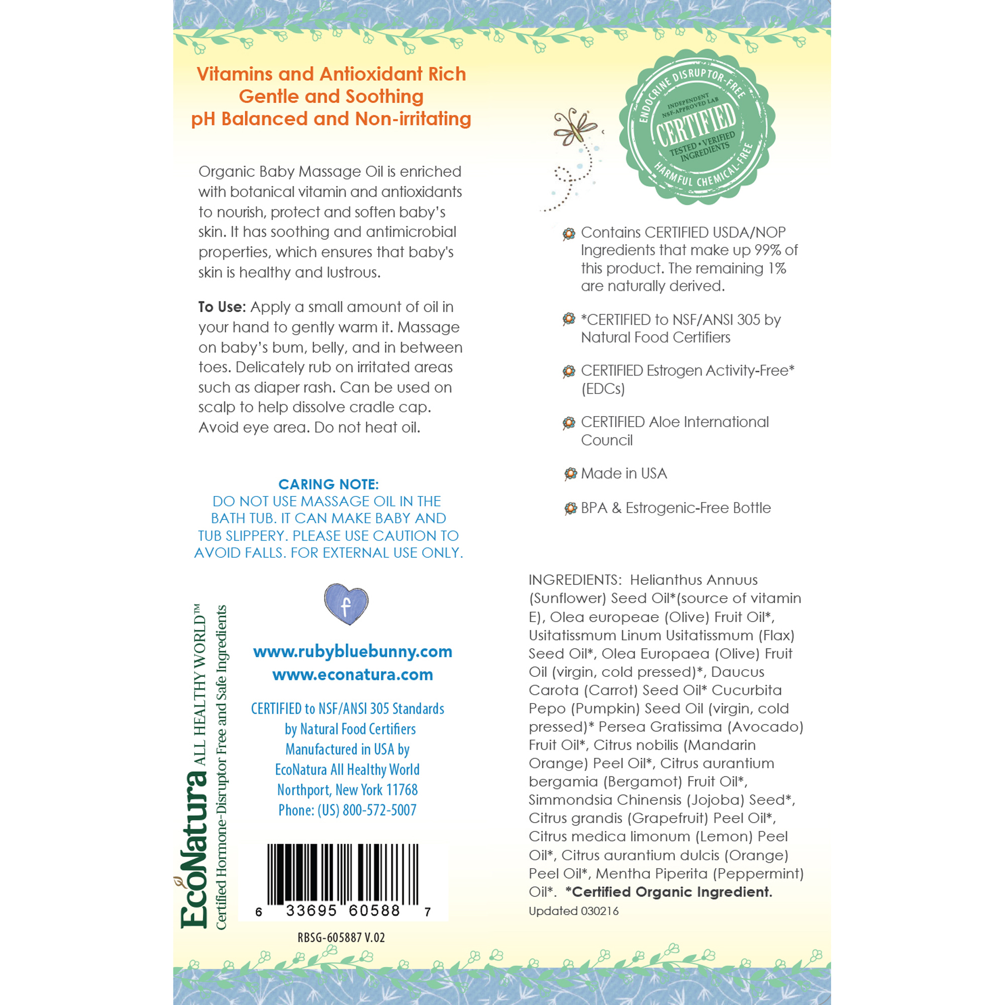 Spring Garden Organic Baby Massage Oil w/Sprayer - Image 2